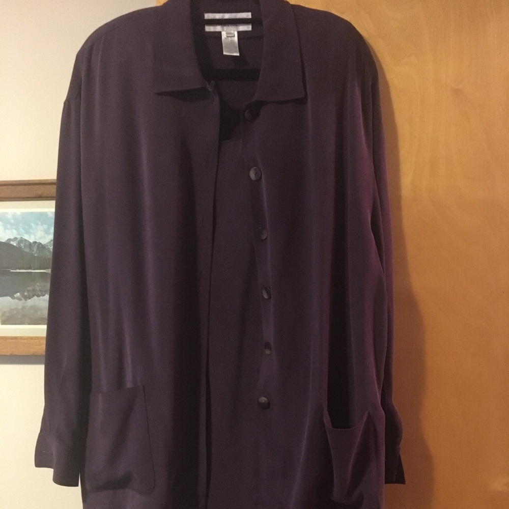 Jones New York 2 Piece sheath dress w/ matching jacket - 100%silk - size 18